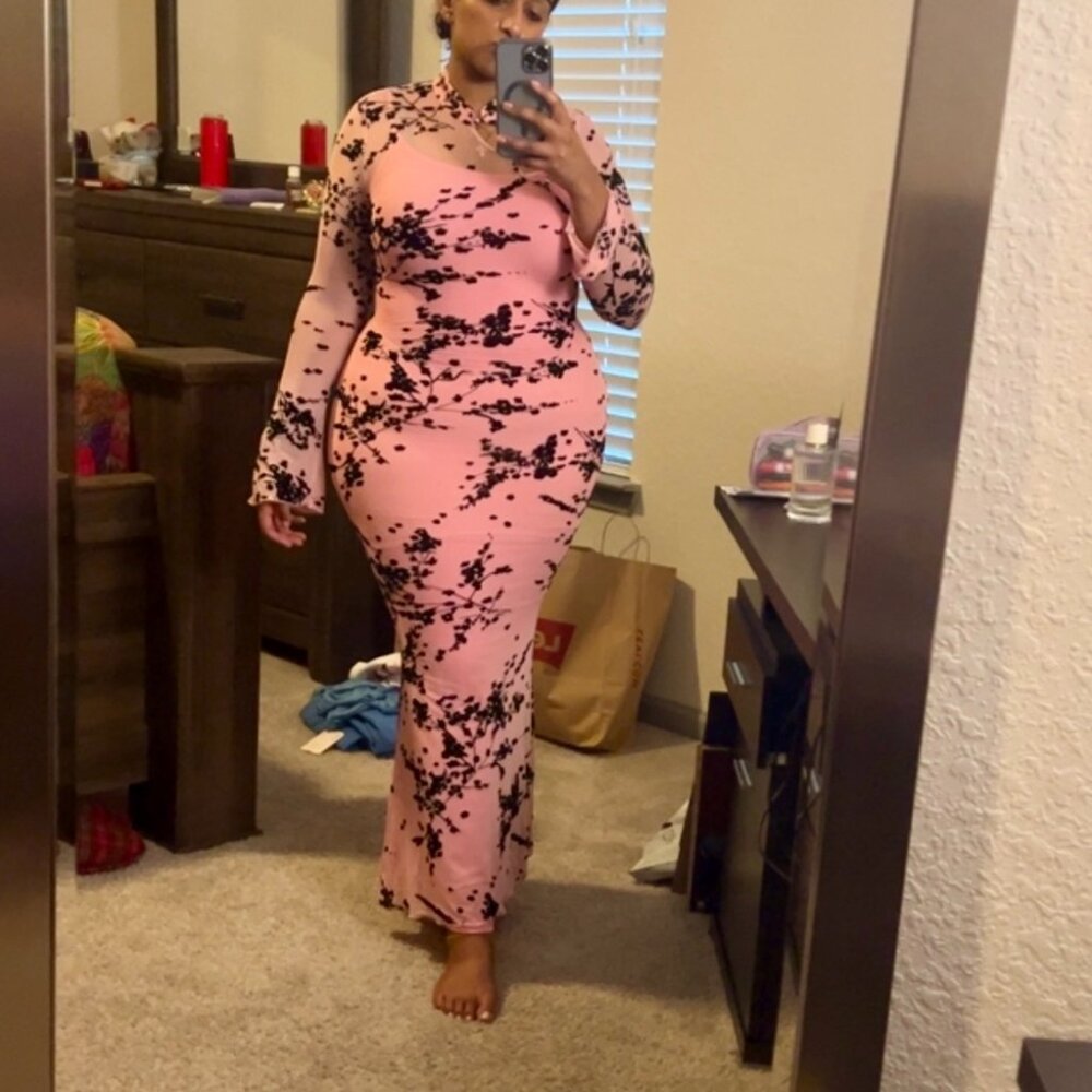 Mesh Maxi Dress - Pink - Picture 2 of 3